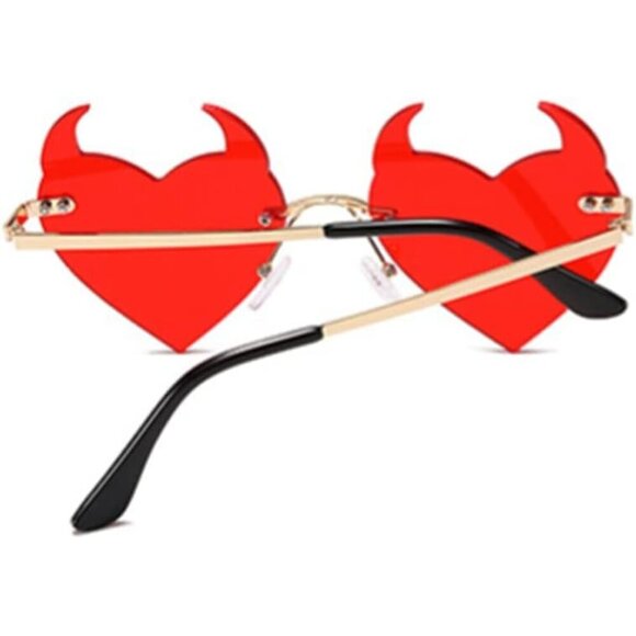 Devil Heart Rimless Sunglasses UV400 Protection Fashion Accessory